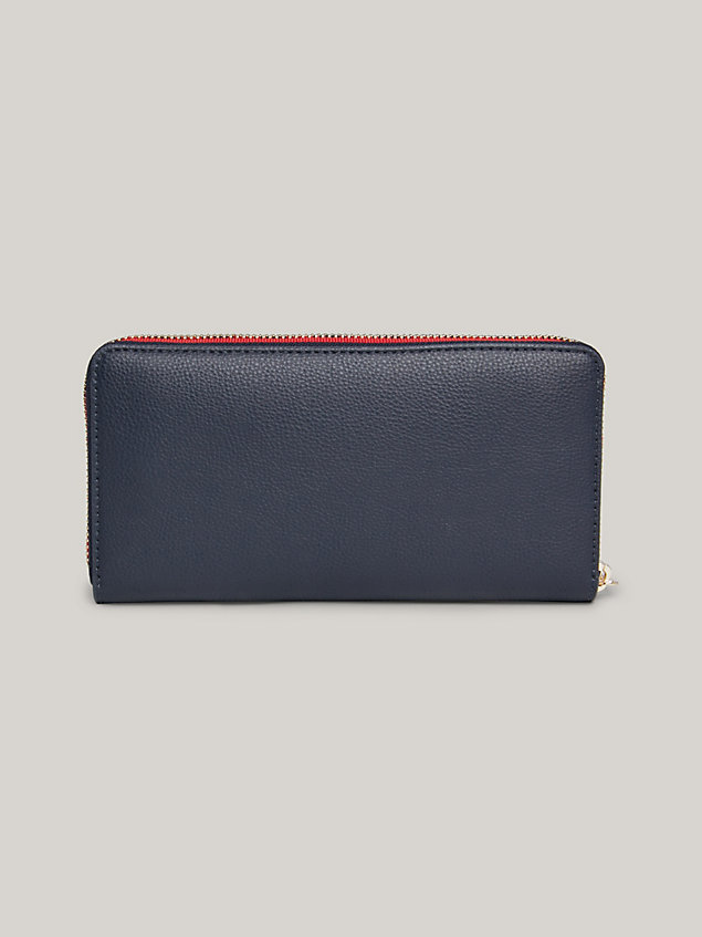 blue essential signature large zip-around wallet for women tommy hilfiger