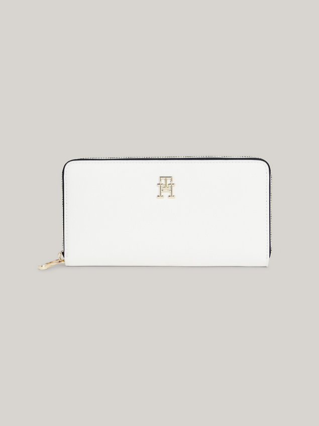 white essential signature large zip-around wallet for women tommy hilfiger