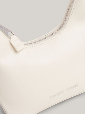 beige essential metallic logo shoulder bag for women tommy jeans