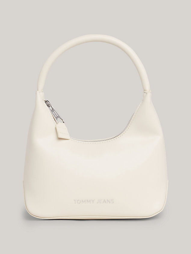 beige essential logo small shoulder bag for women tommy jeans