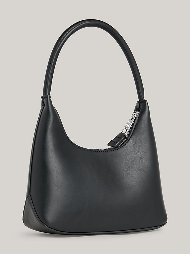 black essential metallic logo shoulder bag for women tommy jeans