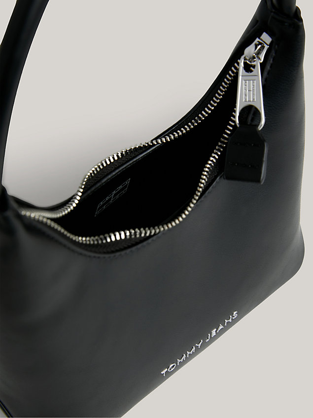 black essential metallic logo shoulder bag for women tommy jeans