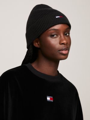 Ribbed Elongated Flag Beanie