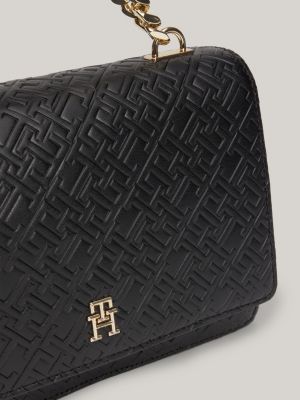 TH Monogram Chain Handle Medium Crossover Bag | Black | Tommy Hilfiger