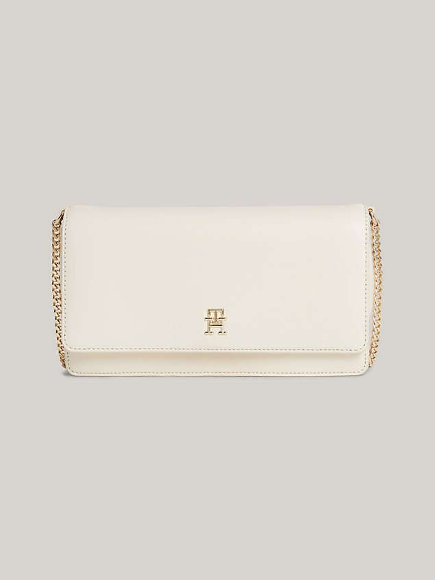 beige small flap crossover chain bag for women tommy hilfiger