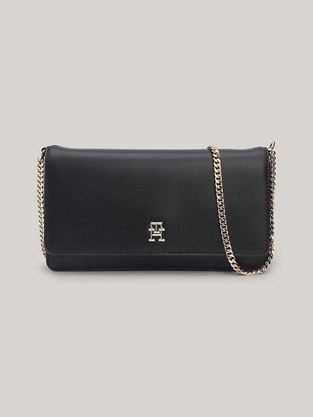 black small flap crossover chain bag for women tommy hilfiger