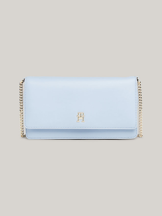 blue small flap crossover chain bag for women tommy hilfiger