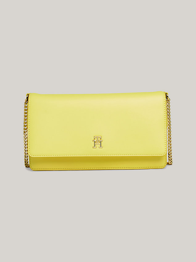 yellow small flap crossover chain bag for women tommy hilfiger