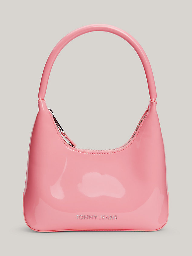 pink essential small patent shoulder bag for women tommy jeans