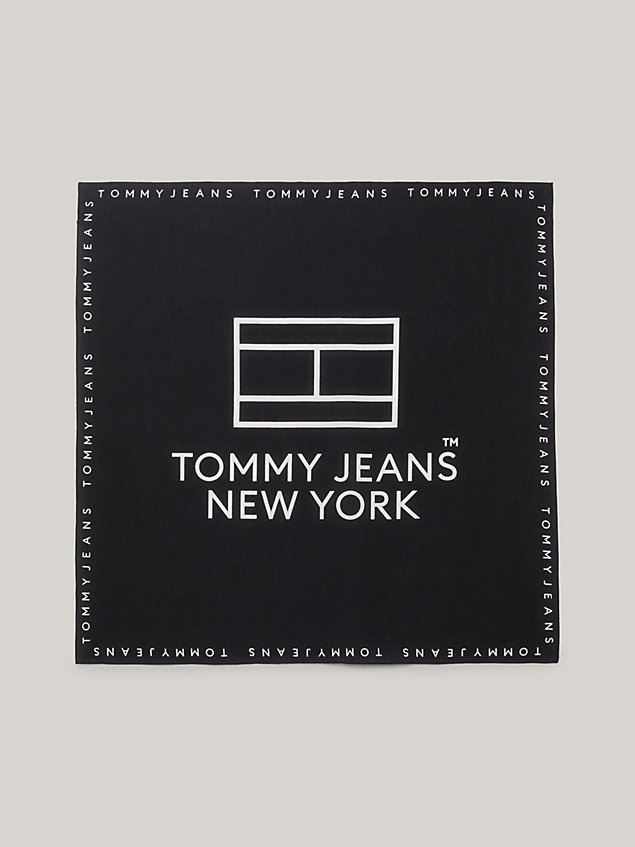 black bandana-halstuch mit oversize-logo für damen - tommy jeans