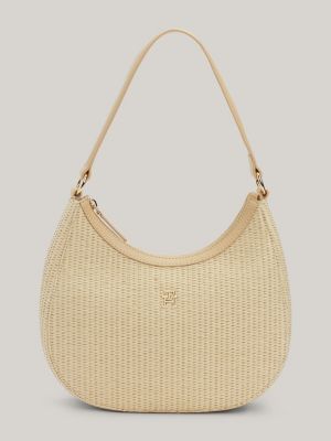 City Small Straw Shoulder Bag Beige Tommy Hilfiger