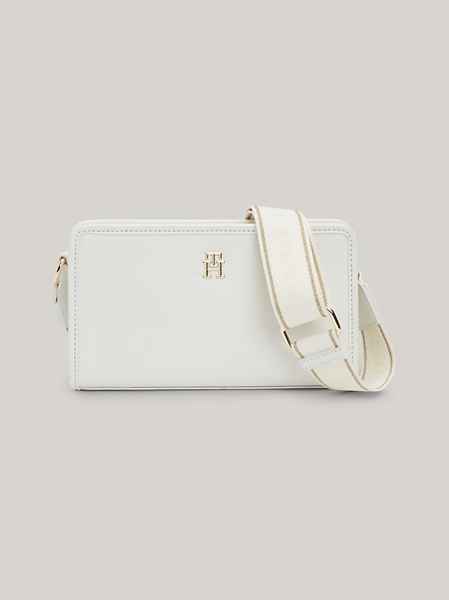 white hilfiger monotype tonal logo small crossover bag for women tommy hilfiger