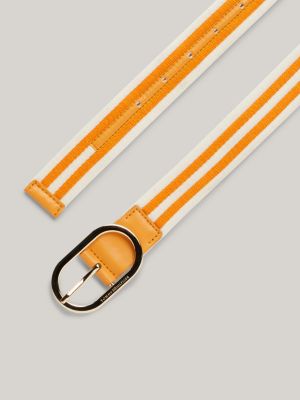 orange chic gestreifter gürtel aus gurtband für damen - tommy hilfiger