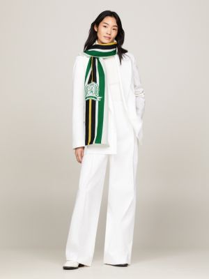 green crest stripe linen scarf for women tommy hilfiger