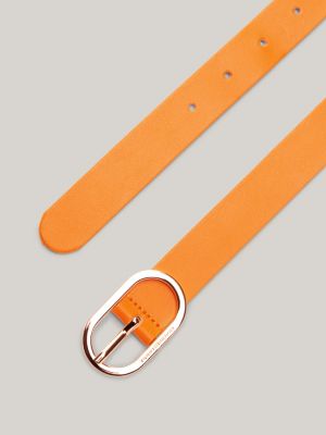 orange chic ledergürtel mit ovaler schnalle für damen - tommy hilfiger