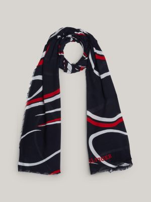 blue prep schal mit bänder-print für damen - tommy hilfiger