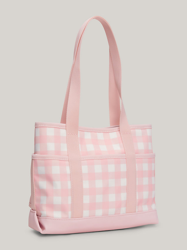 white kids' prep gingham check small tote for girls tommy hilfiger