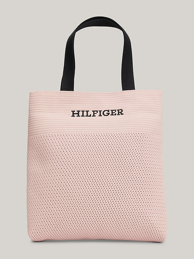 pink prep kleine strandtasche mit monotype-logo für mädchen - tommy hilfiger
