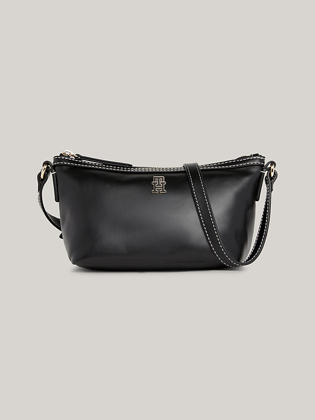 black small leather crossover bag for women tommy hilfiger