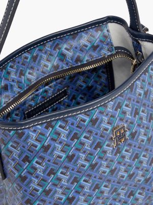 borsa a secchiello th monoplay squadrata blu da donne tommy hilfiger