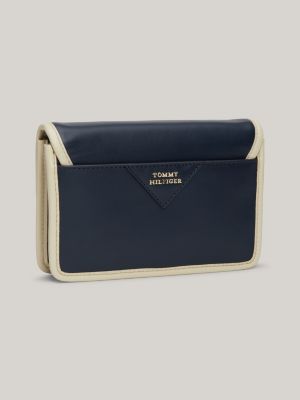 borsa a tracolla th lock in pelle blu da donne tommy hilfiger