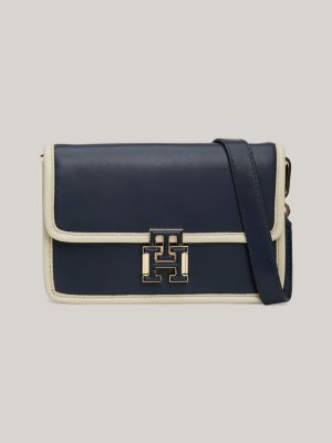 Tommy Hilfiger Pushlock Leather Mini Crossover Space Blue