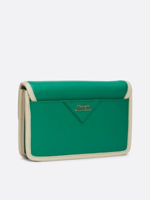 borsa a tracolla th lock in pelle verde da donne tommy hilfiger