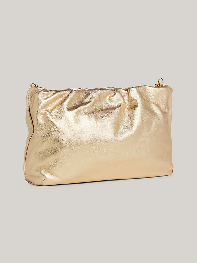 gold exclusive crossbody-tasche aus metallic-leder für damen - tommy hilfiger