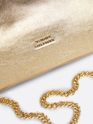 borsa a tracolla exclusive in pelle metallizzata oro da donne tommy hilfiger