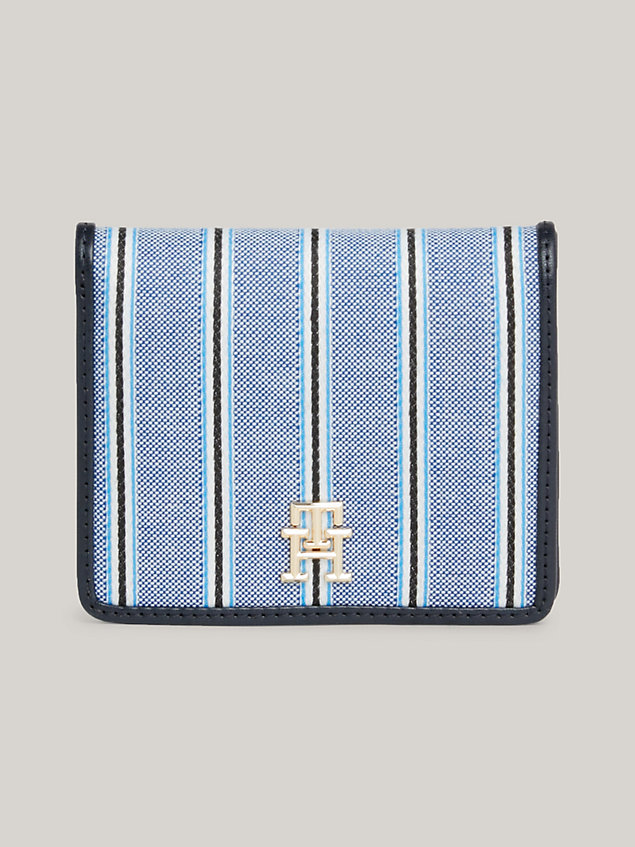 blue chic stripe medium bifold wallet for women tommy hilfiger