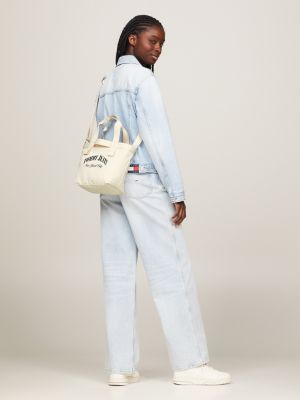 NYC Logo Small Canvas Tote Beige Tommy Hilfiger