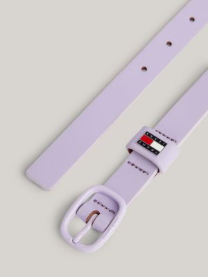 purple lackleder-gürtel mit ovaler schnalle für damen - tommy jeans