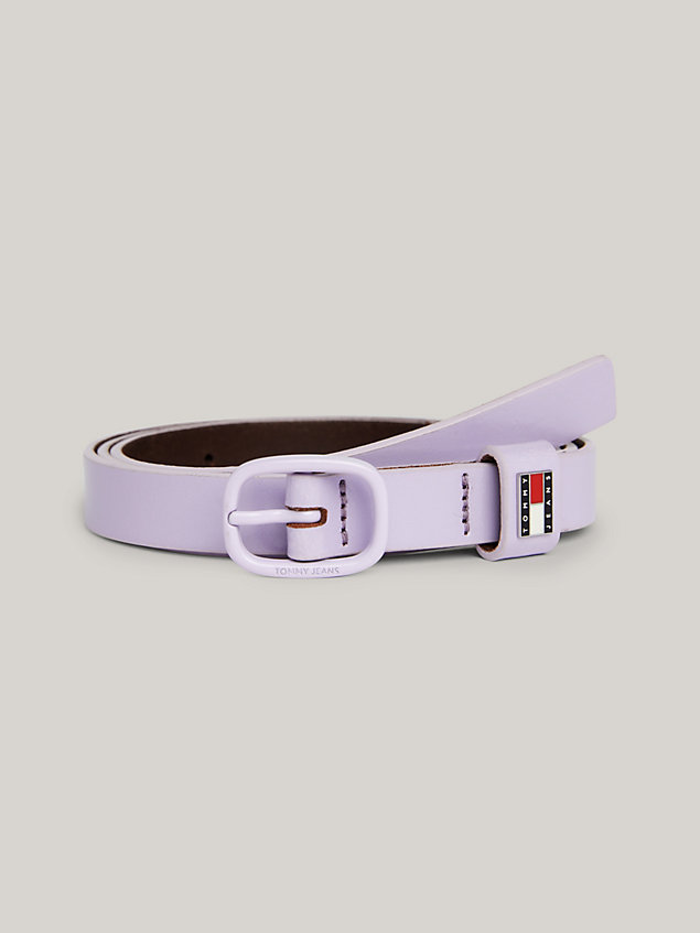 purple oval buckle patent leather belt for women tommy jeans