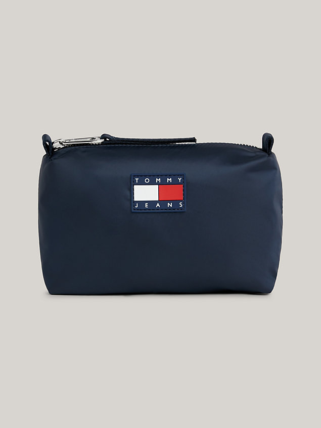 blue rubberised logo small washbag for women tommy jeans