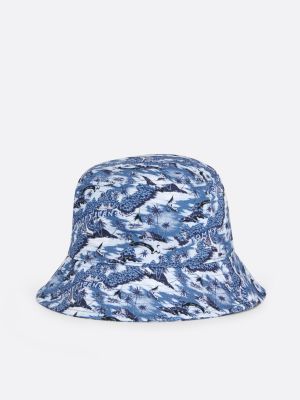 blue fischerhut mit print und logo für damen - tommy jeans