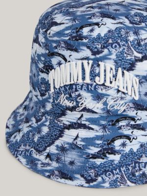 Sombrero de pescado estampado con logo, Azul