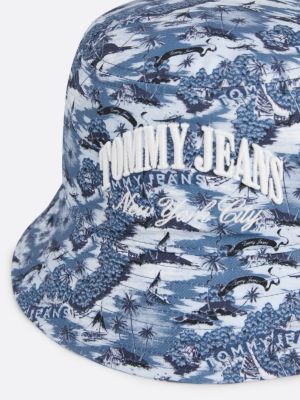 Sombrero de pescado estampado con logo, Azul