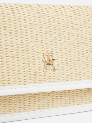 white exclusive raffia crossover bag for women tommy hilfiger