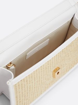 white exclusive raffia crossover bag for women tommy hilfiger