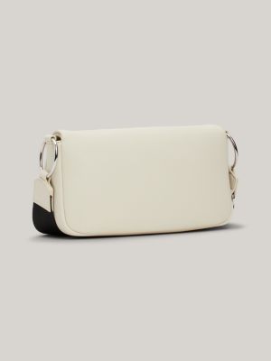 beige metal logo flap crossover bag for women tommy jeans