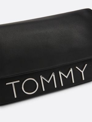 black metal logo flap crossover bag for women tommy jeans