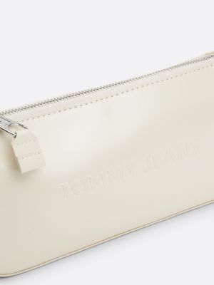 beige essential schoudertas met reliëflogo voor dames - tommy jeans