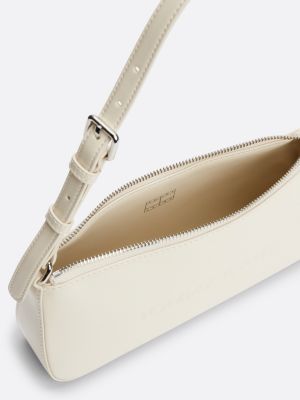 beige essential schoudertas met reliëflogo voor dames - tommy jeans