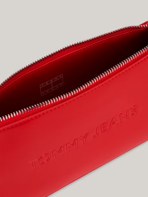 borsa essential con logo in rilievo rosso da donne tommy jeans