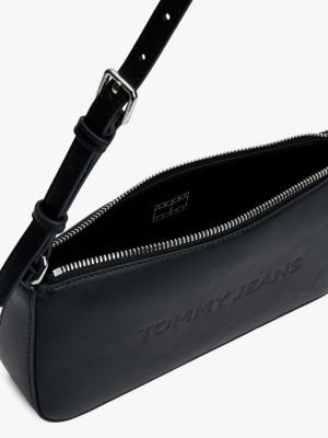 borsa essential con logo in metallo nero da donne tommy jeans