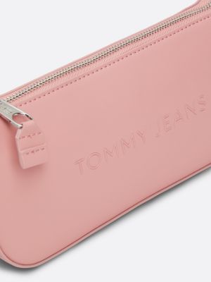 roze essential schoudertas met metalen logo voor dames - tommy jeans