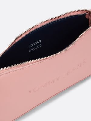 roze essential schoudertas met metalen logo voor dames - tommy jeans