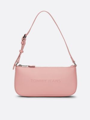 roze essential schoudertas met metalen logo voor dames - tommy jeans