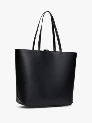 borsa tote essential con logo in metallo nero da donne tommy jeans