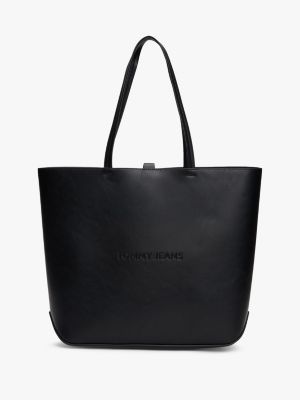 borsa tote essential con logo in metallo black da donne tommy jeans